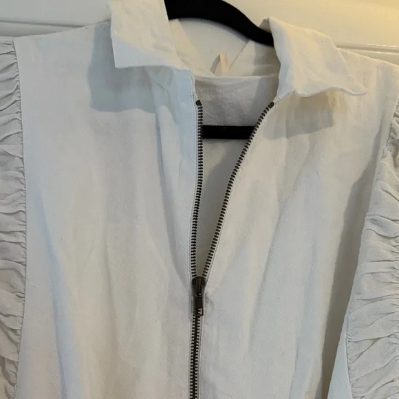 Free People White Belted Dress with Ruffle Details - Picture 3 of 4